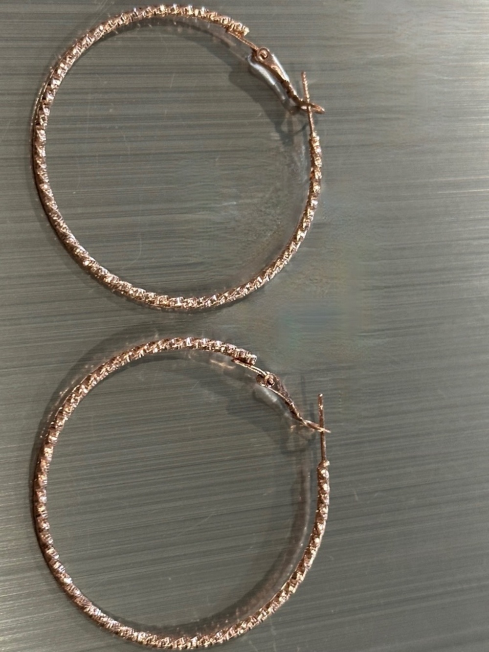 Rose-Gold-Tone Textured Hoop Earrings